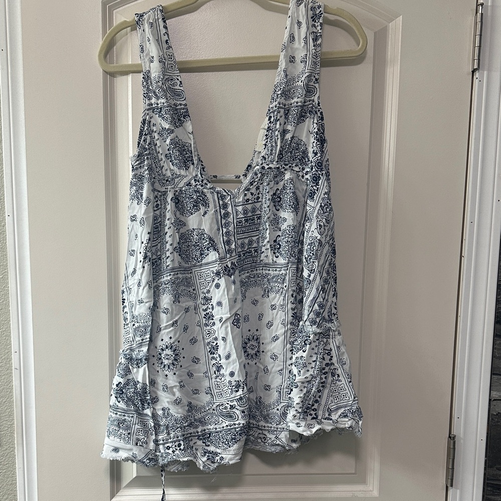 Ocean Drive Navy and White Tank Top